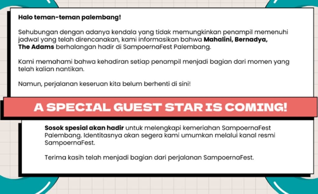 Kabut Asap Jadi Sorotan, Bernadya hingga The Adams Batal Manggung di Palembang