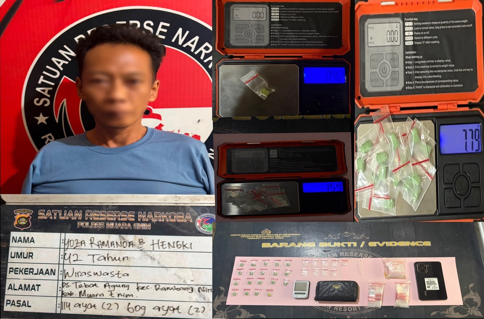 Warung di Muara Enim Jadi Lokasi Transaksi Narkoba, Polisi Sita 19 Butir Ekstasi dan 9 Paket Sabu