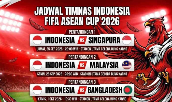Jadwal dan Link Live Streaming Timnas Indonesia Vs Singapura di FIFA ASEAN Cup 2026