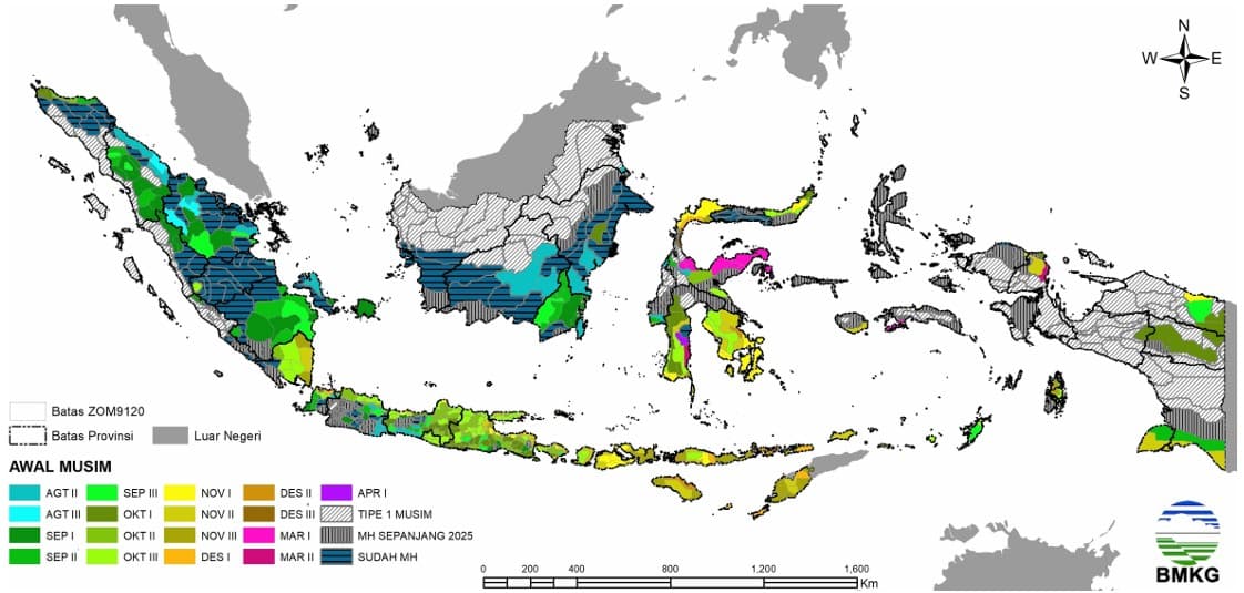 BMKG Ingatkan Waspada Cuaca Ekstrem di Sumsel Imbas Puncak Musim Hujan November 2025