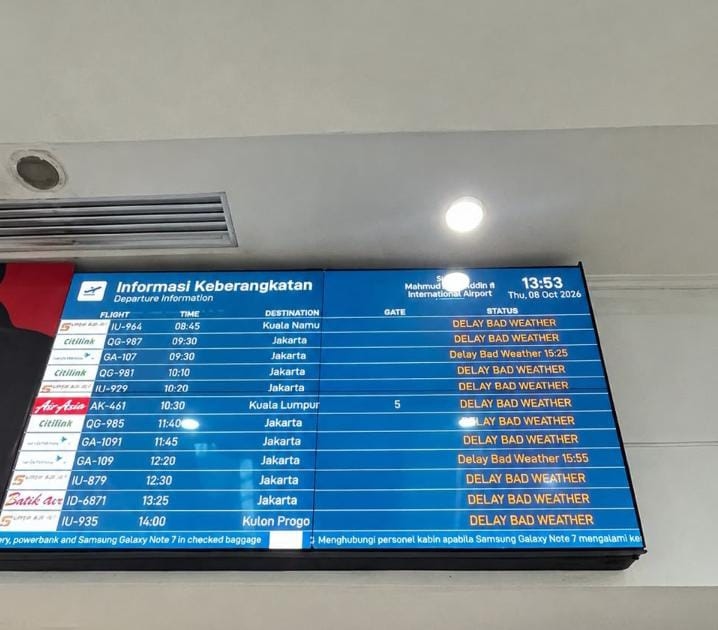 Jarak Pandang Terbatas akibat Kabut Asap, 5 Penerbangan di SMB II Ditunda
