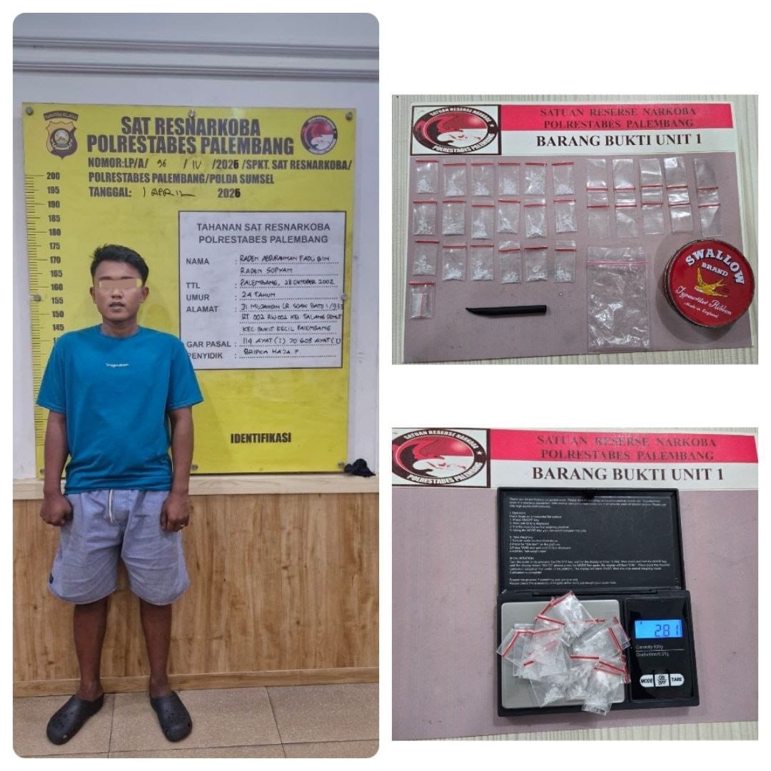 Nyamar Jadi Pembeli, Polisi Bekuk Pengedar Sabu di Palembang dengan 19 Paket Siap Edar