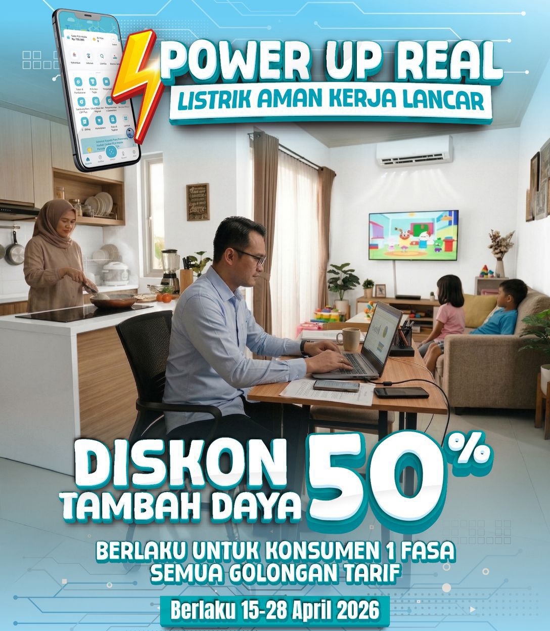 Dukung Kebijakan WFH, PLN Beri Diskon 50 Persen Tambah Daya Listrik