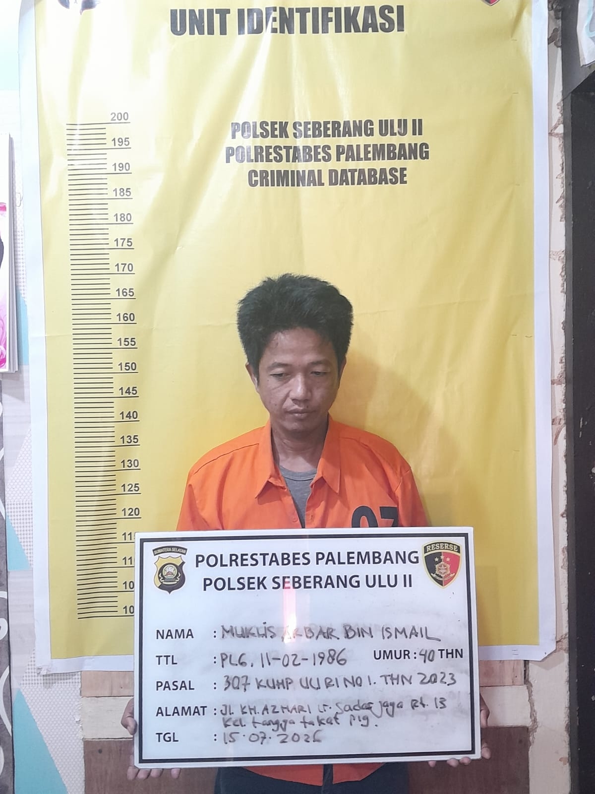 Pria di SU II Palembang Diciduk Saat Patroli Dini Hari, Simpan Karambit di Saku Celana