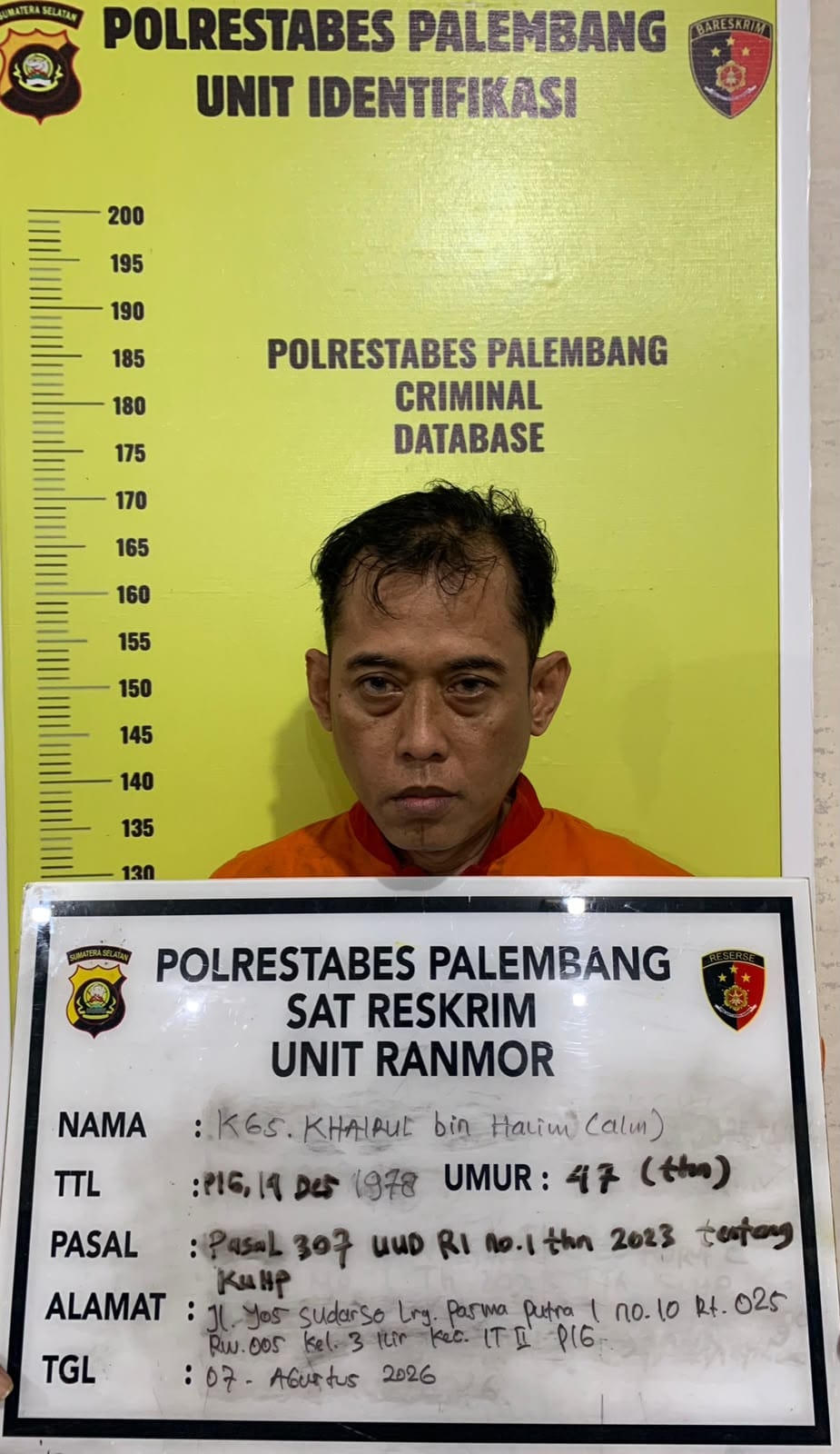 Bawa Pisau di Tempat Umum, Pria di Palembang Diamankan Polisi