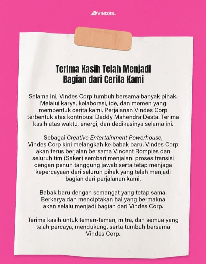 Desta Keluar dari Vindes, 5 Tahun Bersama Disebut Jadi Cerita Terbaik