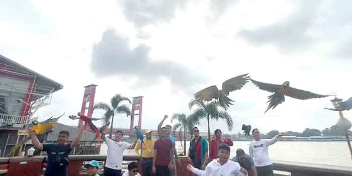 Unik! Petualangan Seru Liburan Bersama Komunitas Palembang Free Fly Terbangkan Burung Macau di Benteng Kuto Besak