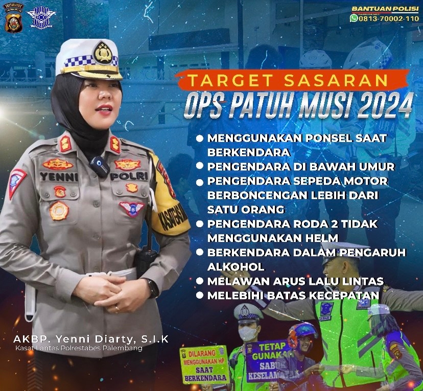 Jangan Sampai Melanggar, Satlantas Polrestabes Palembang Akan Gelar Operasi Patuh Musi 2024