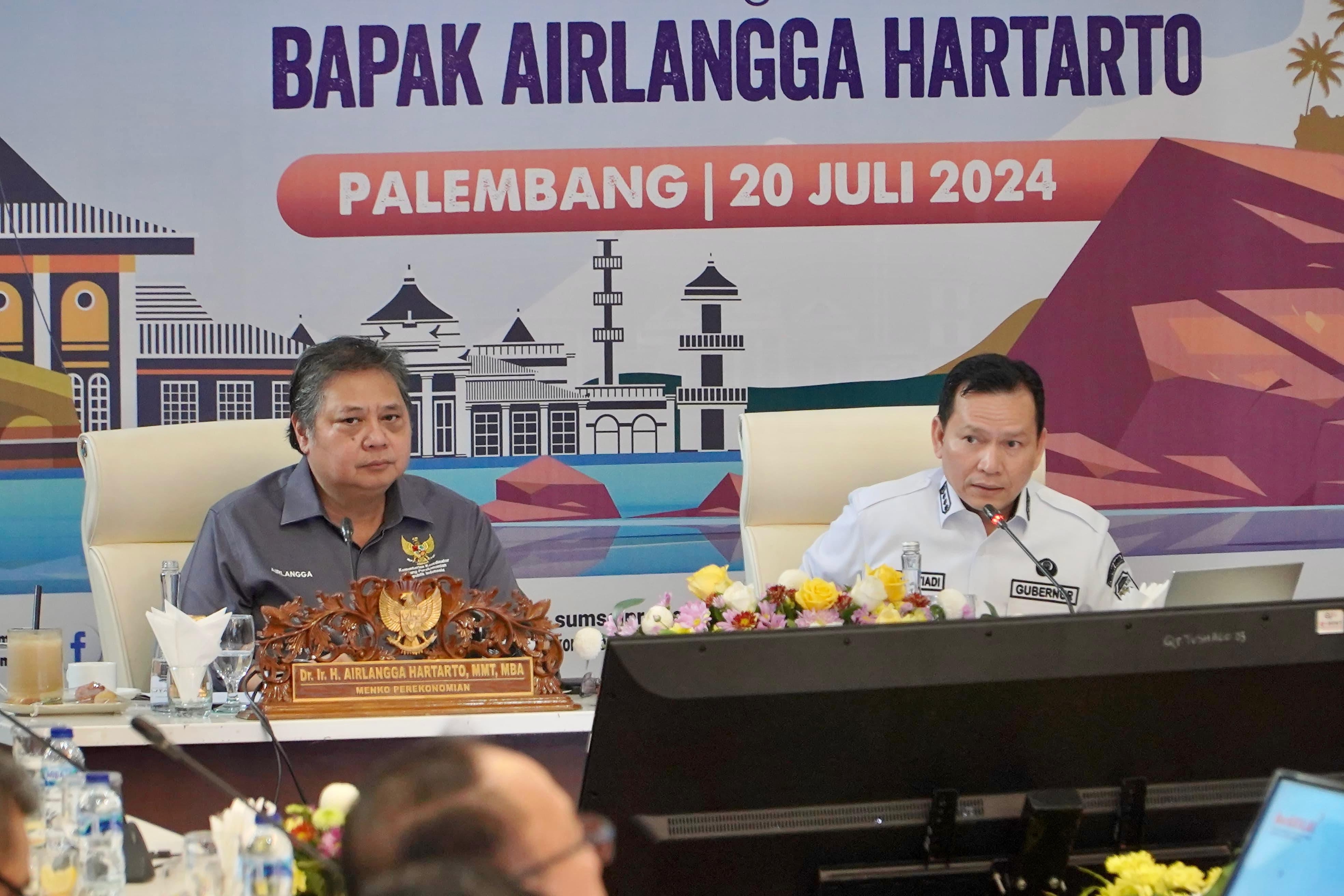 Kinerja Ekonomi Sumsel Dapat Pujian dari Menko Perekonomian RI Airlangga Hartarto
