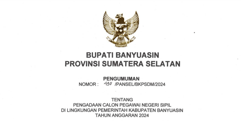 532 Formasi CPNS Banyuasin 2024 Resmi Dibuka, Cek Jadwal dan Cara Daftarnya di Sini!
