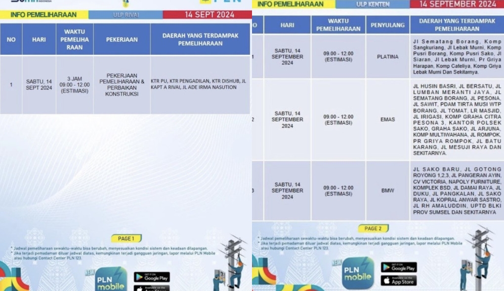 PLN Palembang Lakukan Pemeliharaan Jaringan Listrik, Ini Jadwal dan Daerah yang Akan Terkena Pemadaman
