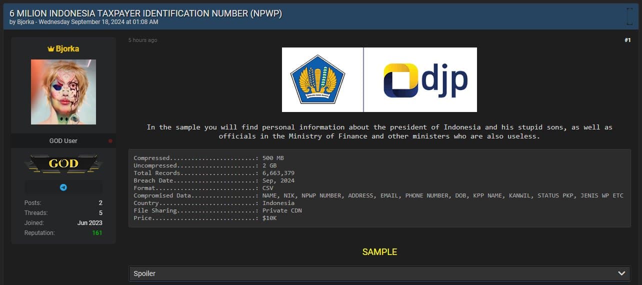Bjorka Kembali Berulah, Kali ini Diduga Termasuk Bobol Data Pajak Jokowi Hingga Kaesang