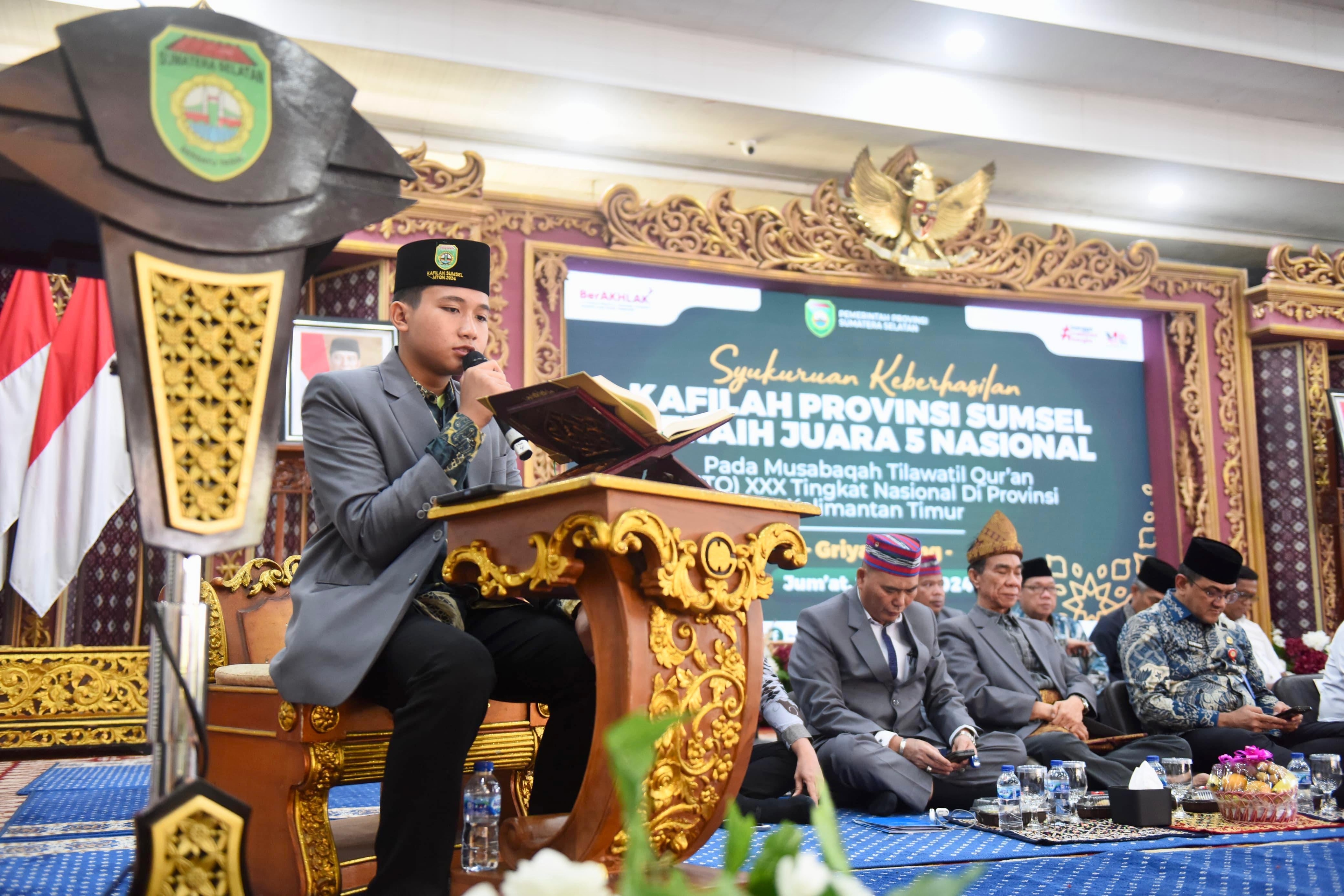 Sumsel Masuk Lima Besar Nasional di MTQ XXX, Gubernur Pj Elen Setiadi Apresiasi Prestasi Kafilah