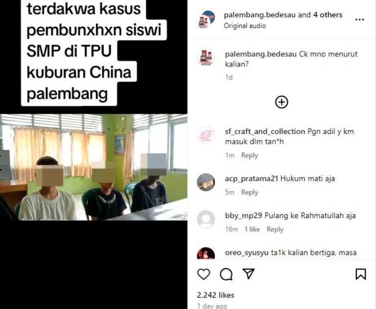 Tiga Terpidana Kasus Pembunuhan Siswi SMP di Palembang Minta Keadilan ke Presiden Prabowo