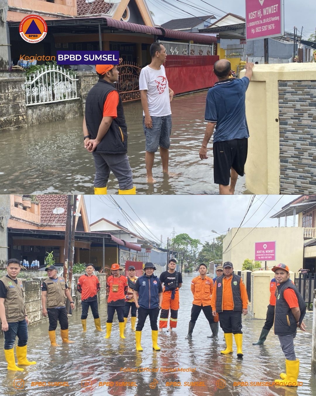 Banjir Rendam Sejumlah Titik di Palembang, Gubernur Sumsel Melalui BPBD Sumsel Terjunkan Tim reaksi cepat.