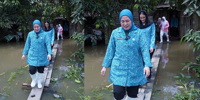 Ketua TP PKK Palembang Terobos Banjir Demi Bantu Warga Sakit di 15 Ulu