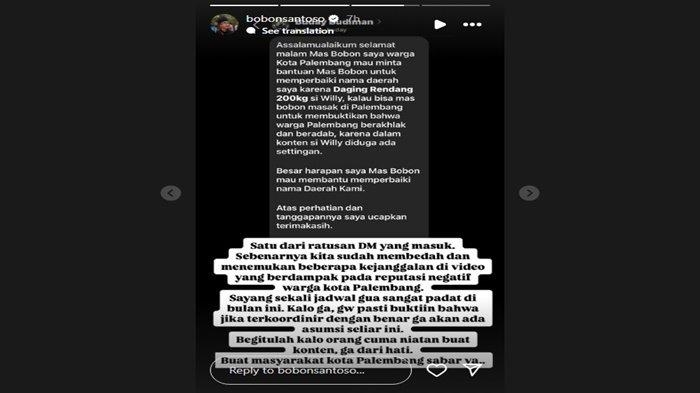 Bobon Santoso Sindir Willie Salim: “Begitulah Kalau Cuma Niatan Buat Konten”