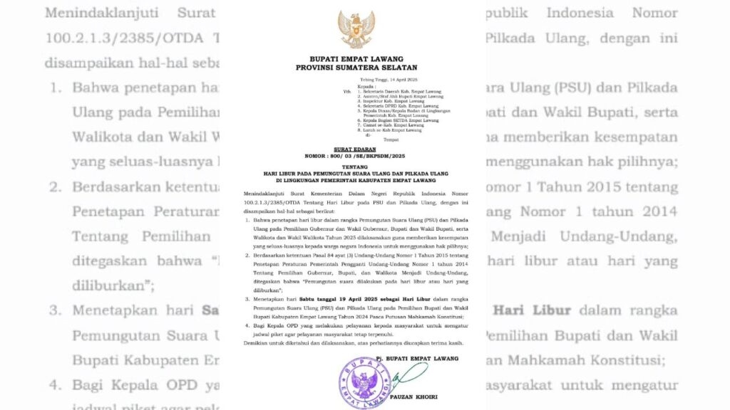 Empat Lawang Tetapkan 19 April 2025 Sebagai Hari Libur Daerah untuk PSU