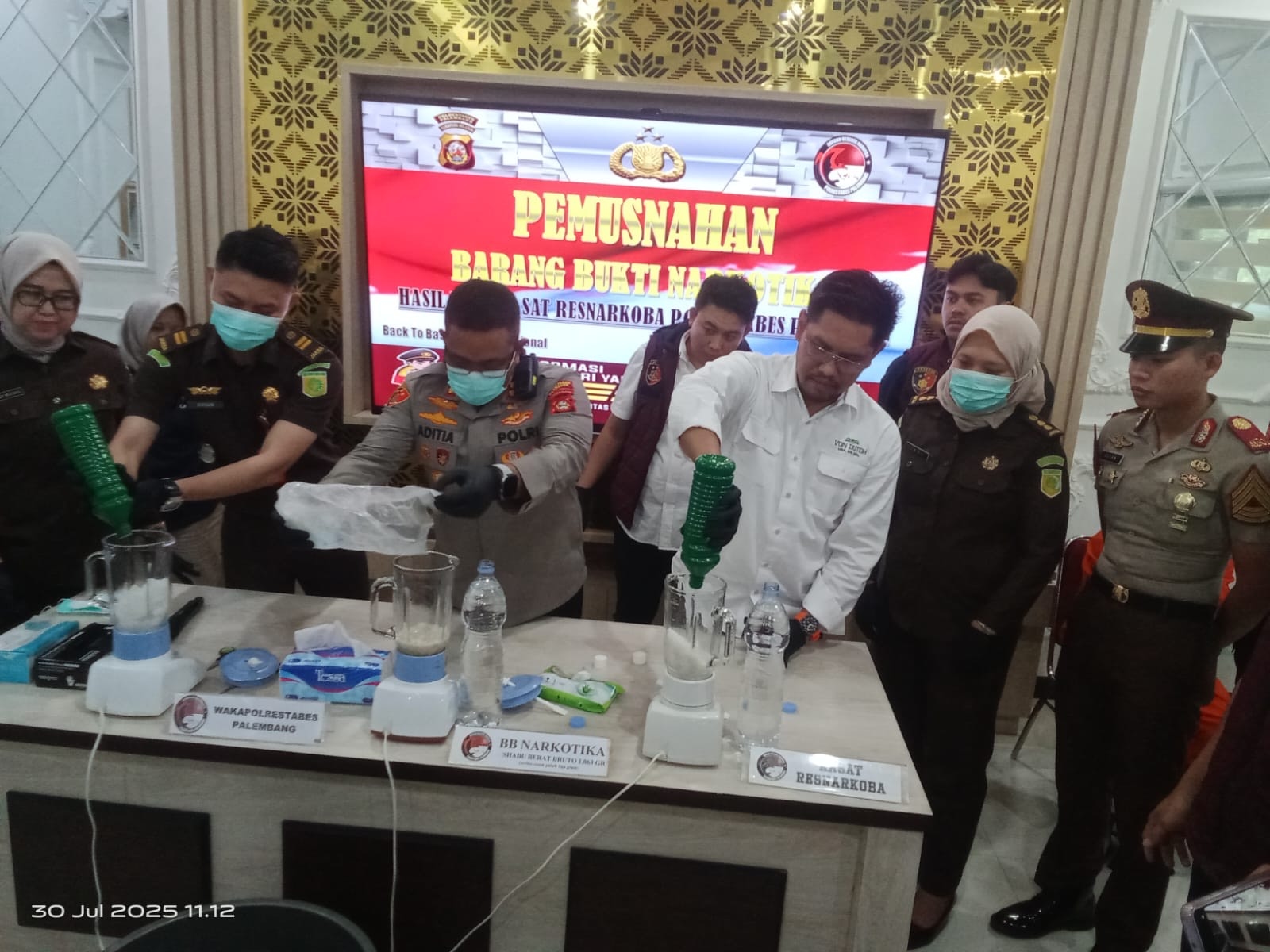 Polrestabes Palembang Musnahkan 1 Kg Sabu, Diduga Masih Ada Tersangka Lain