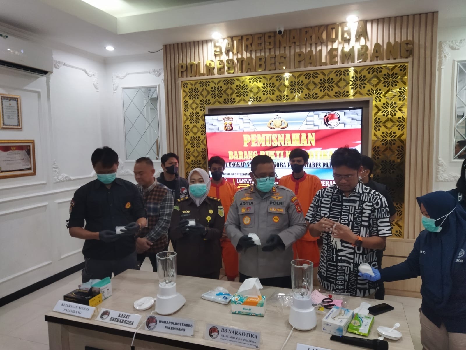 Satres Narkoba Polrestabes Palembang Musnahkan 498,53 Gram Sabu, 3 Pengedar Asal Jaringan Riau Ditangkap