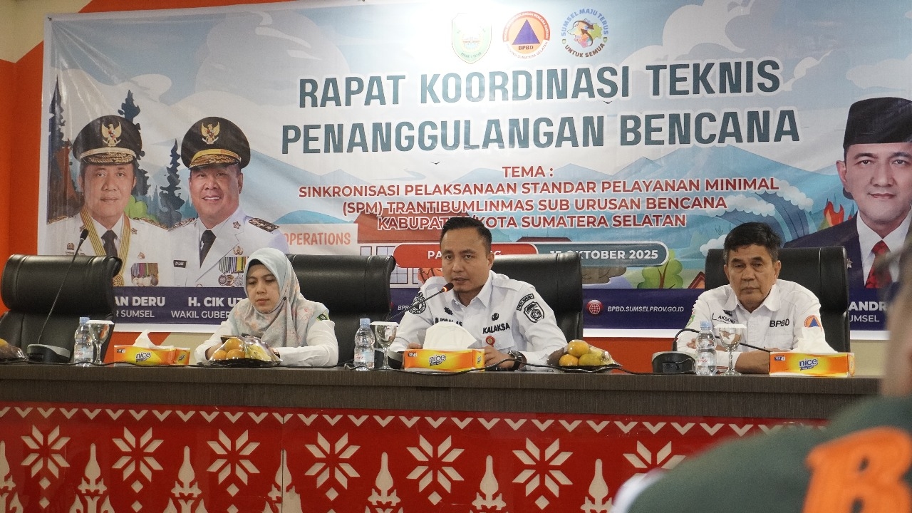 BPBD Sumsel Perkuat Sinergi Daerah Lewat Rakertek Penanggulangan Bencana, Bahas 220 Kasus di 2025
