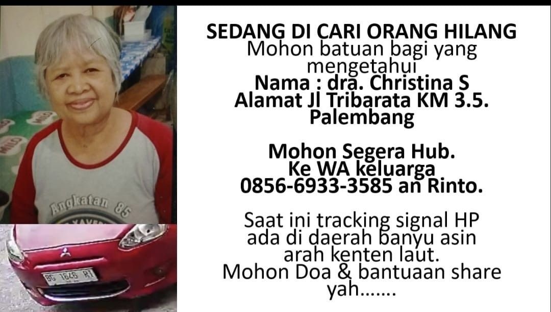 Pamit Ambil Antrean RS, Lansia di Palembang Hilang, Ponsel Terdeteksi di Banyuasin
